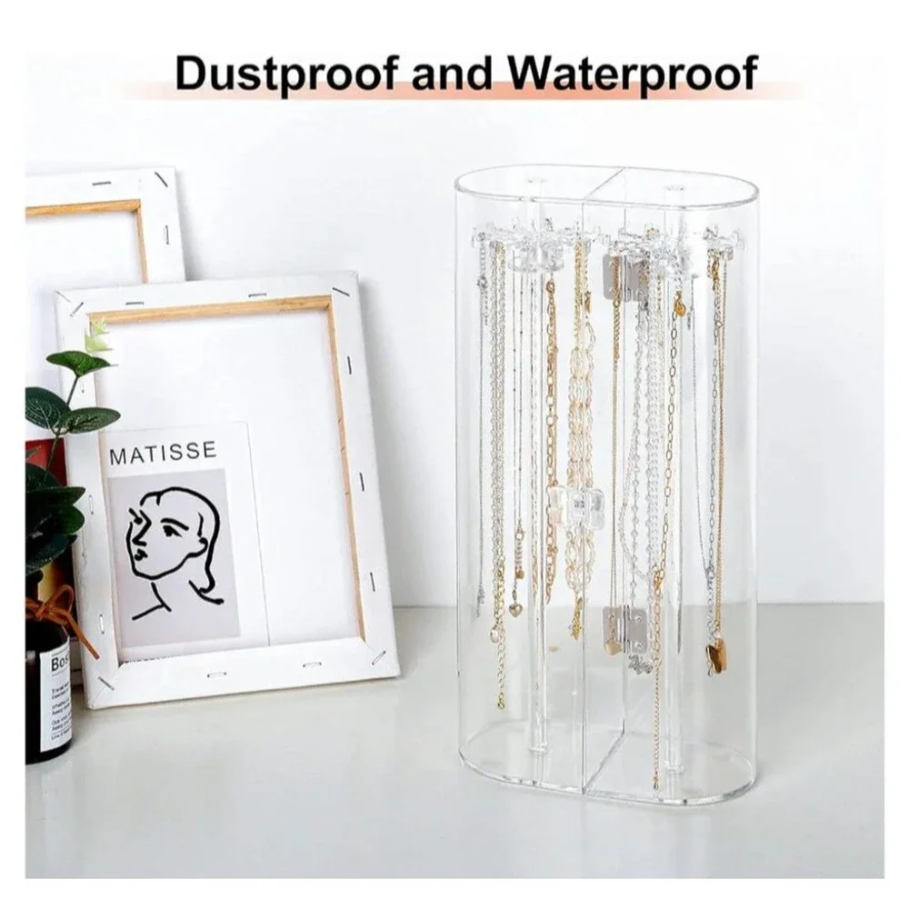 Acrylic Necklace Holder Necklace with 24 Hooks Decorative Storage Jewelry Holder